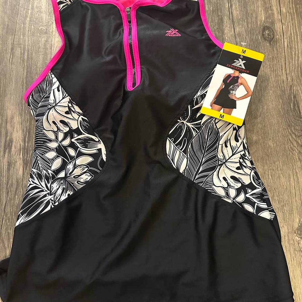 ZeroXposur Black and Pink Women's One Piece Swimsuit